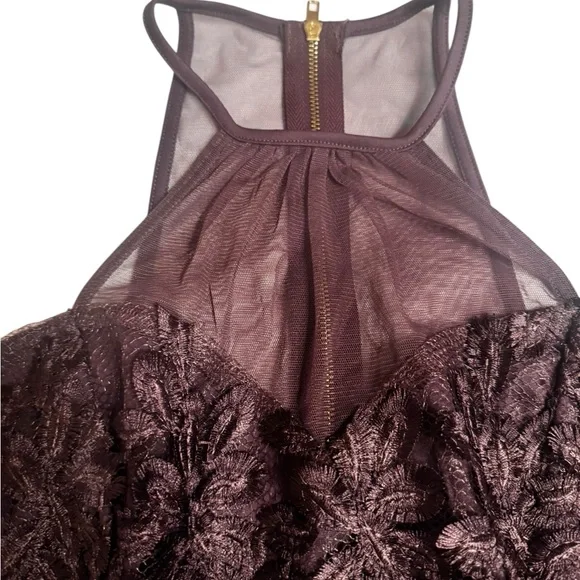 VENUS Deep purple Floral Lace Halter Blouse - Picture 3 of 5